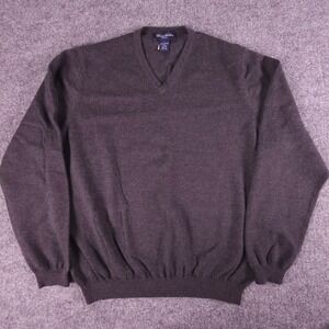 Brooks Brothers Sweater Men's Large Stretch Merino Wool Nylon Blend Dark Gray